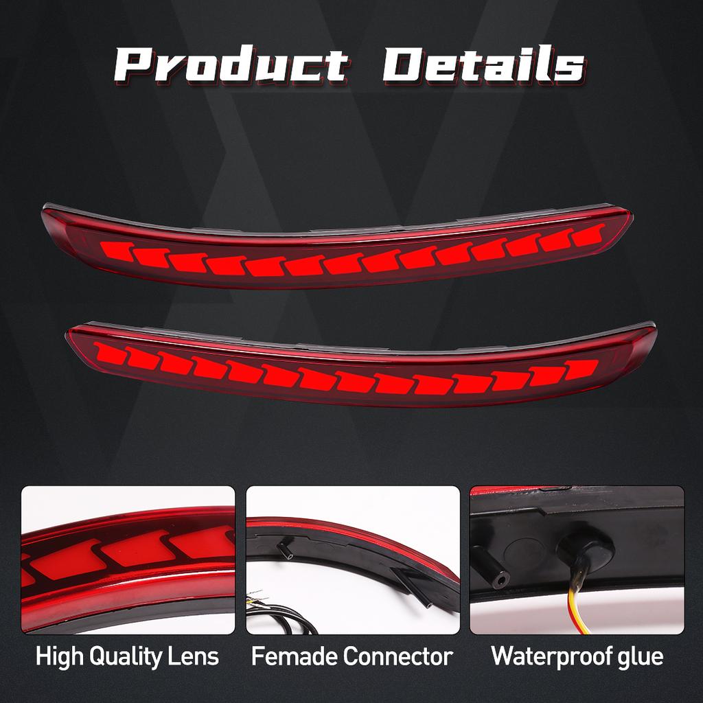 LED Rear Bumper Reflector Lights For Kia PEGAS Running Brake Dynamic Turn Signal Lamps 12V
