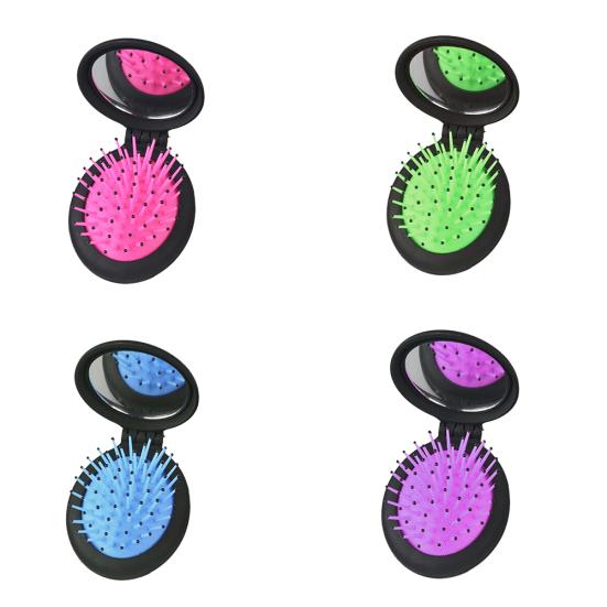 Портативный складной дорожный макияж, мягкая щетка для волос, массажер, расческа с зеркалом