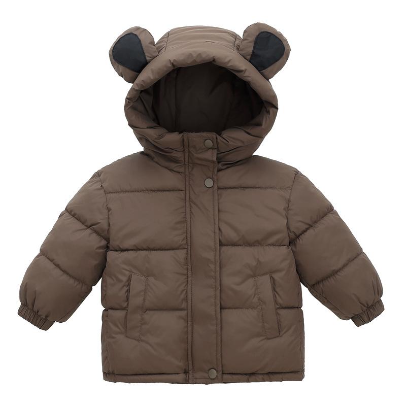 Children's Down Cotton Coat Boys Padded Thickened Casual Jacket Winter New Girls Warm Cute Solid Color Clothing 2-6 Years