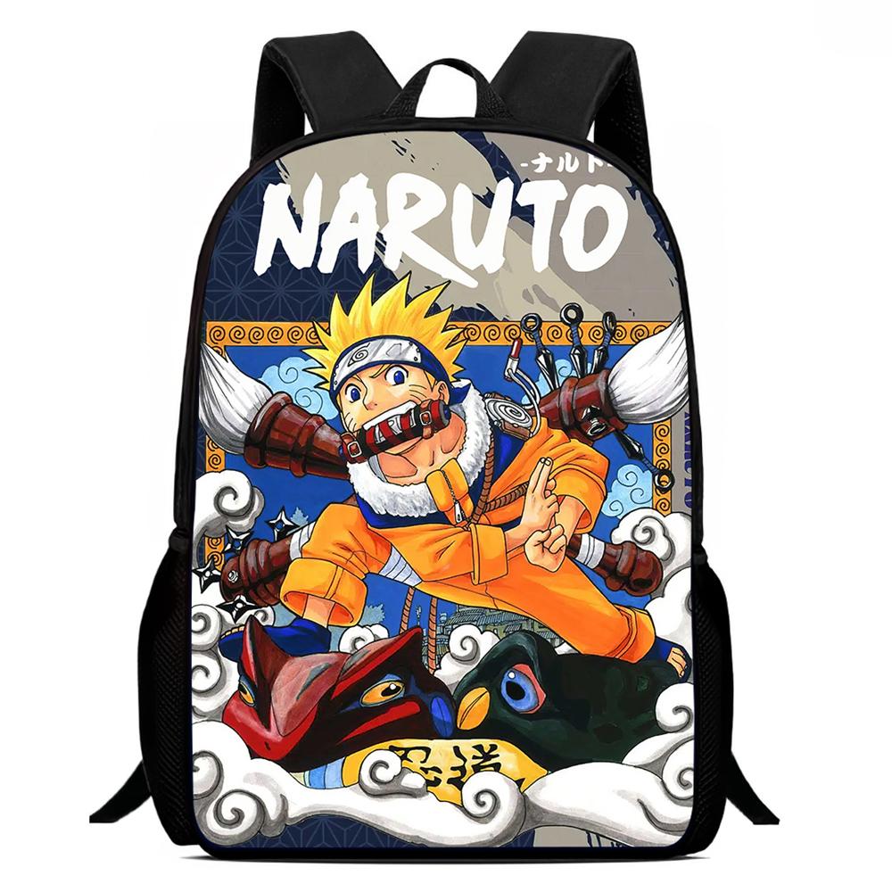 Рюкзак NARUTO Anime 15 дюймов с регулируемыми лямками, легкий школьный рюкзак для повседневного использования для мальчиков и девочек 6-10 лет