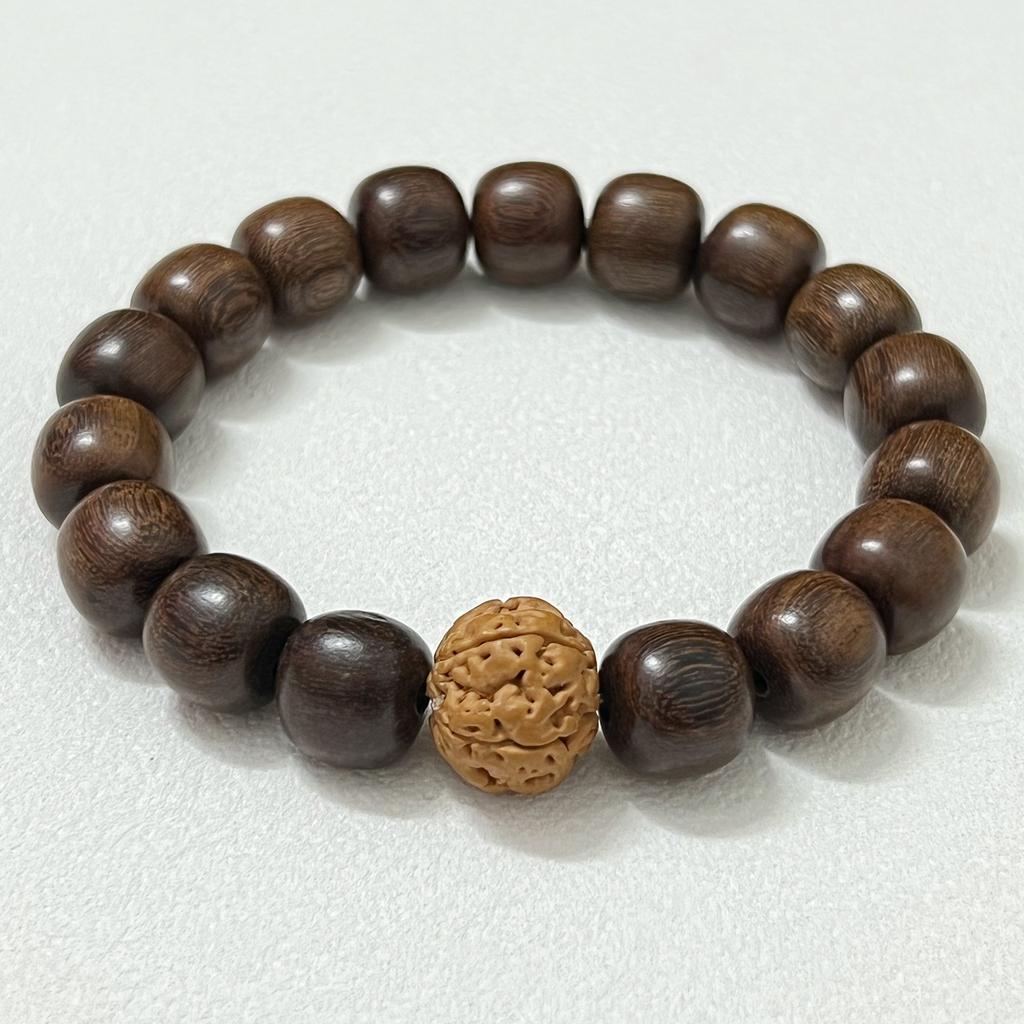 Деревянный браслет из бусин для мужчин, эластичный браслет из сандалового дерева, ручная работа, сделай сам, деревянный браслет, ювелирные изделия, подарки