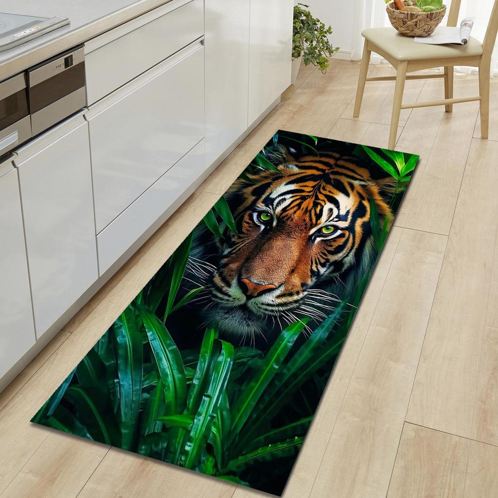 1Pcs Tiger Pattern Floor Mat Modern Kitchen Polyester Rug Non-Slip Colorful Indoor Carpet, For Home Bathroom Bedroom Living Room Decor
