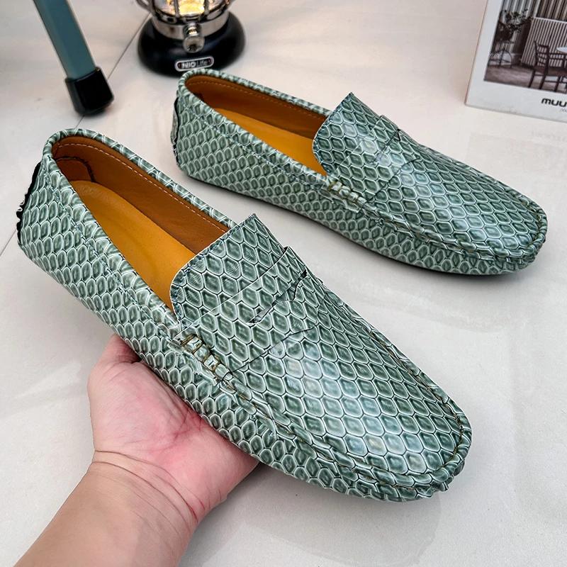 New Loafers Men Handmade Leather Loafer Casual Driving Flats Slip-on Shoes Luxury Comfy Moccasins Black Loafers Shoes for Men