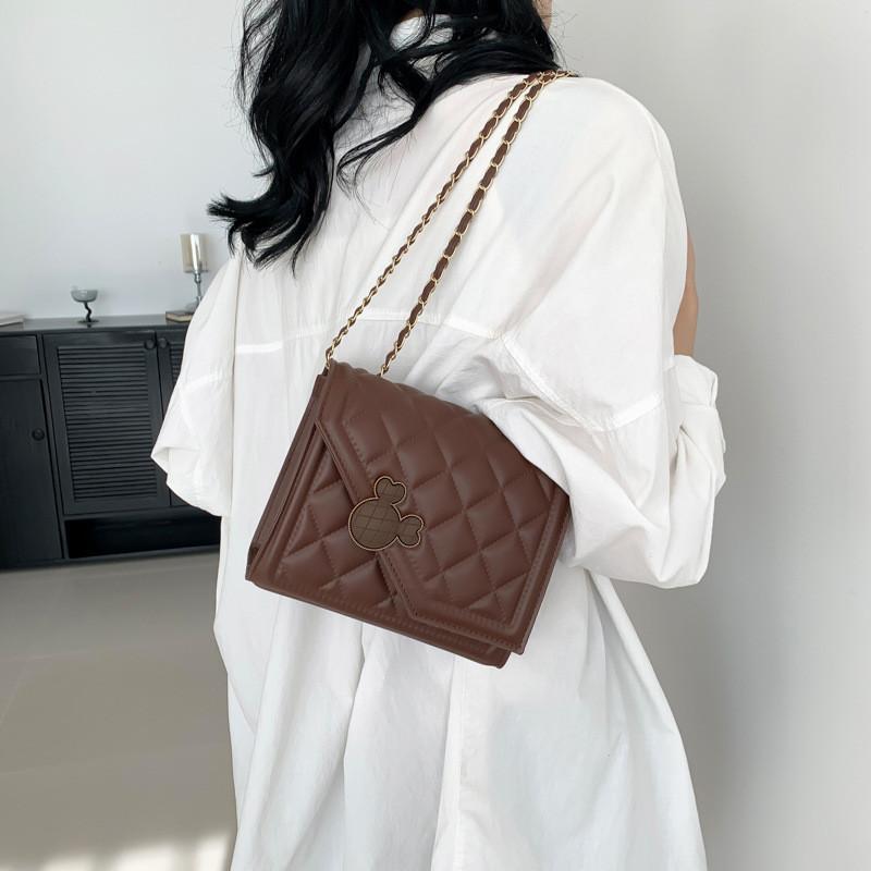 Small Square Bag Women 2024 Spring New Fashion Popular Cross-border Street Trend Chain Single Shoulder Diagonal Bag White/black/brown