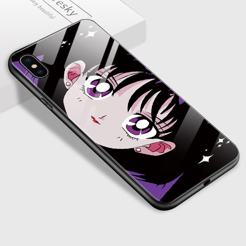 Чехол для телефона из закаленного стекла для iPhone Samsung Galaxy Infinix TPU Soft Edge, противоударный чехол с японскими популярными аниме-персонажами