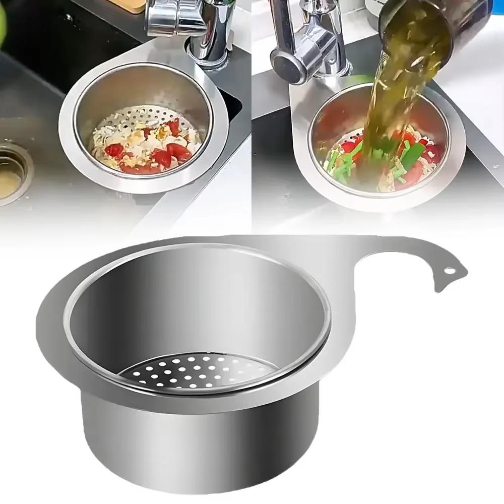 Stainless Steel Swan Sink Strainer Basket Removable Goosehead Storage Drainage Basket Kitchen Sink Hanging Wet Dry Drainage Rack