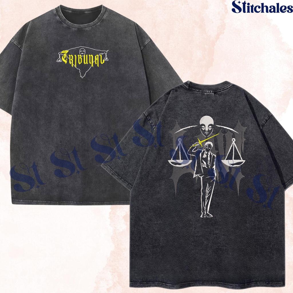 Embroidered Anime Washed Shirt: Domain Expansion - Deadly Sentencing, Judge Man Design, Gifts for JJK Lovers