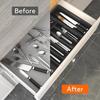 Adjustable Flatware Organizer with Dividers Utensil Holder Plastic Storage Tray for Spoons Forks Knives