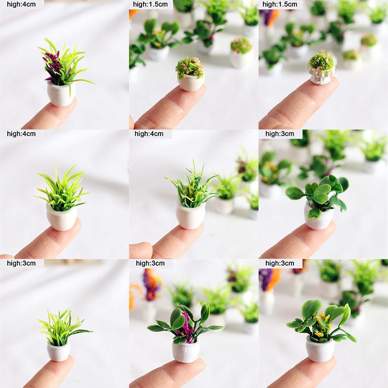 12 Стиль 1:12 кукольных мини-горшочков для растений из экологически чистой смолы, аксессуары для домашнего декора