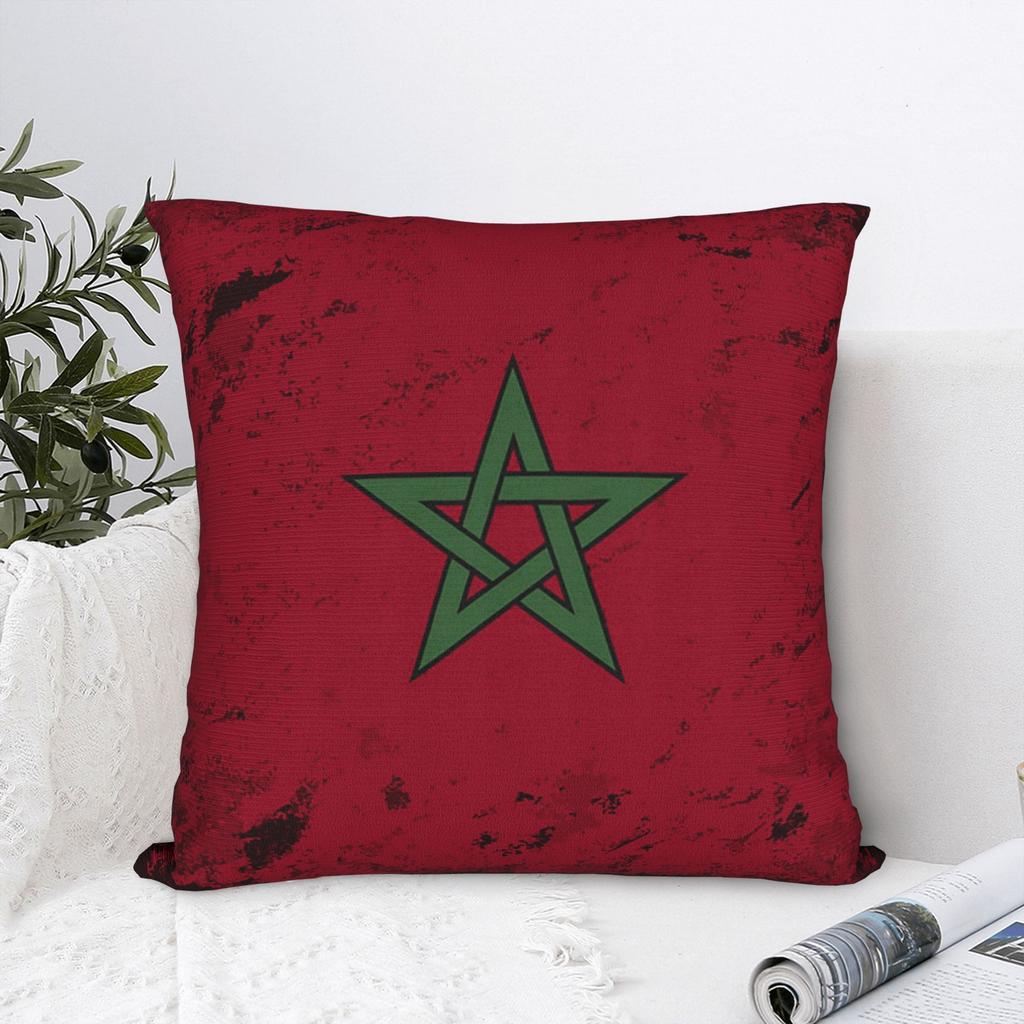 Moroccan Flag Square Pillow Case Polyester Cushions for Sofa Morocco 4545cm Pillowcase