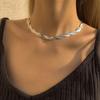 Snake Chain Necklace Stylish Beautiful Flat Copper Collarbone Necklace Metal Choker Necklace for