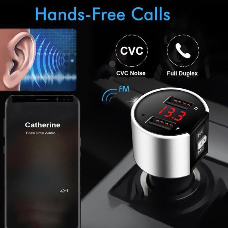 Двойной USB FM-передатчик Аудио Aux-модулятор Быстрая зарядка в машине Bluetooth Hands-free Calling Car Kit Автомобильный радиоприемник MP3-плеер