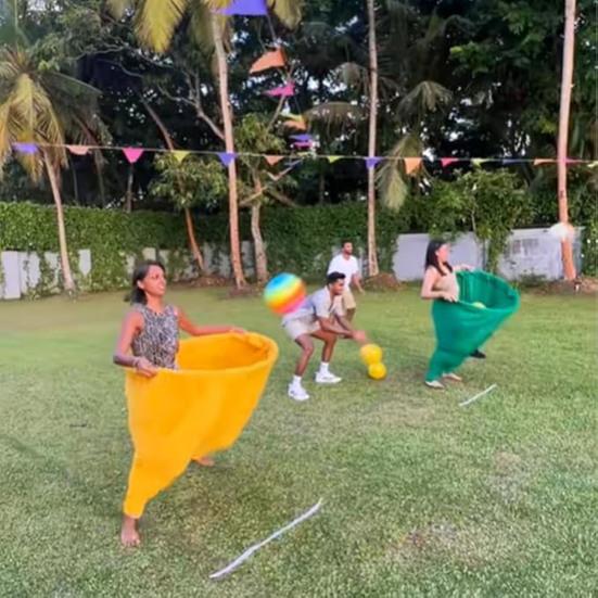 Бабушкины штаны Набор для садовой игры Гигантская игра для вечеринки на открытом воздухе с прыгучими мячами и конусами-маркерами Веселая семейная встреча Игра для взрослых во дворе для групп