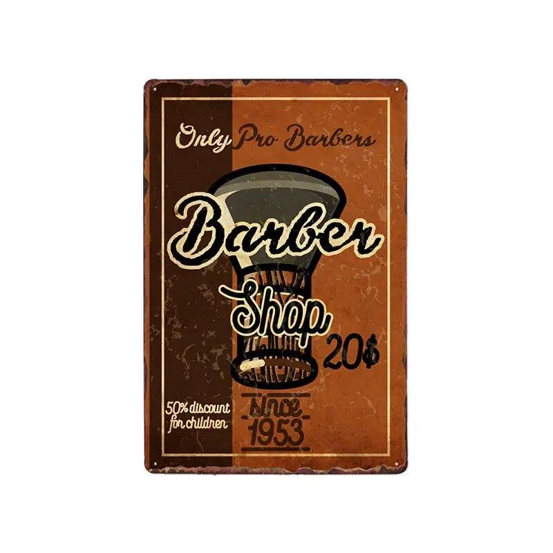 Hohappyme Vintage Barber Shop Metal Signs Barbershop Poster Bar Pub Retro Plaque Haircut and Shave Beard Iron Plates 20x30 Cm