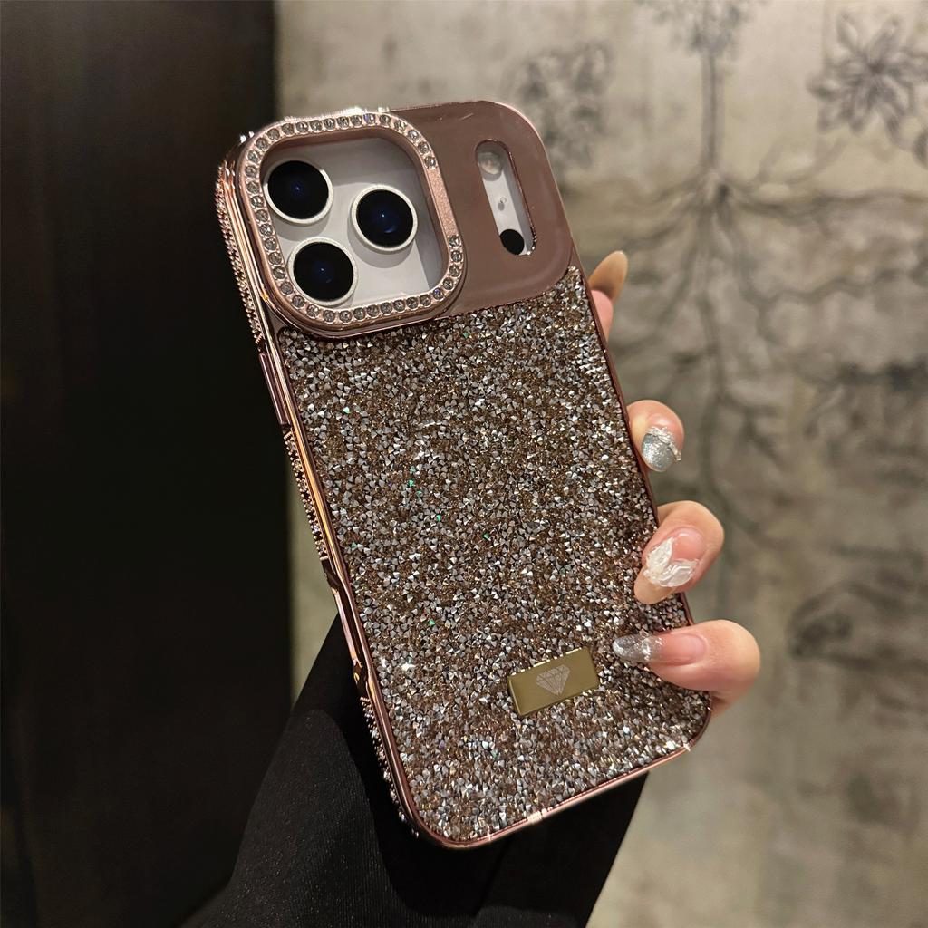 Роскошный модный чехол для телефона с блестками и стразами Для iPhone 17 Pro Max 16 15 Plus 14 13 12 11 Алмазный защитный чехол-оболочка С подставкой