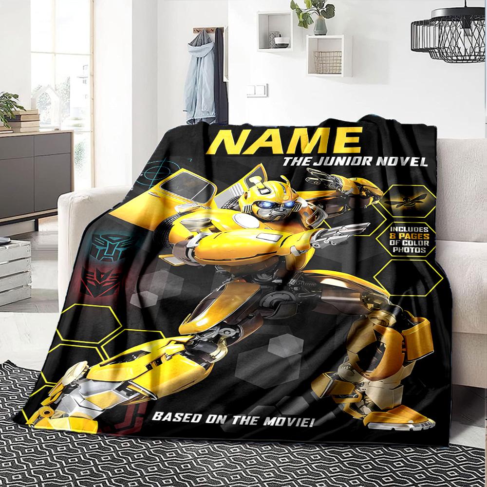 Customizable Bumblebee1 Throw Blanket – Personalized Name, All-Season Cozy Snug Blanket, Machine Washable, Personalized Blanket