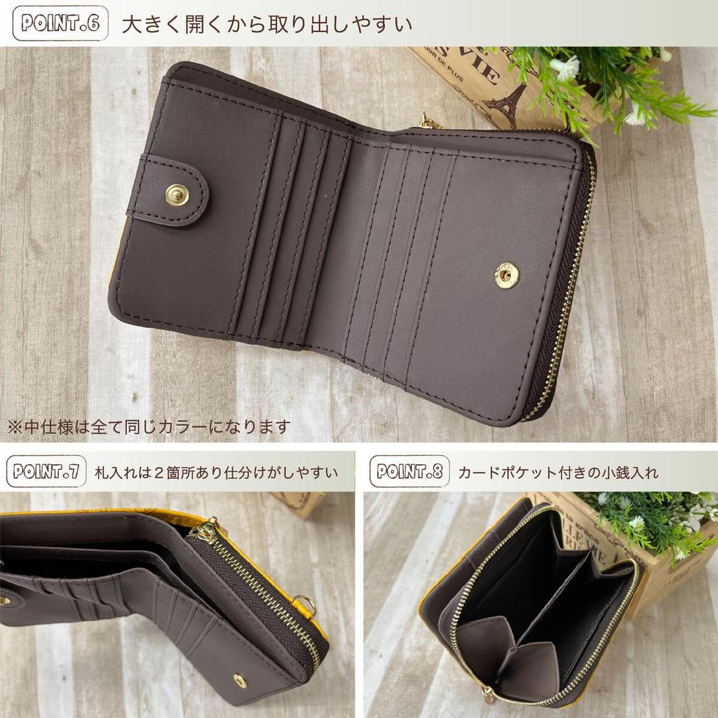 Компактный кошелек-бифолд BebeDayan с круглой молнией и из синтетической кожи для женщин (желтый)