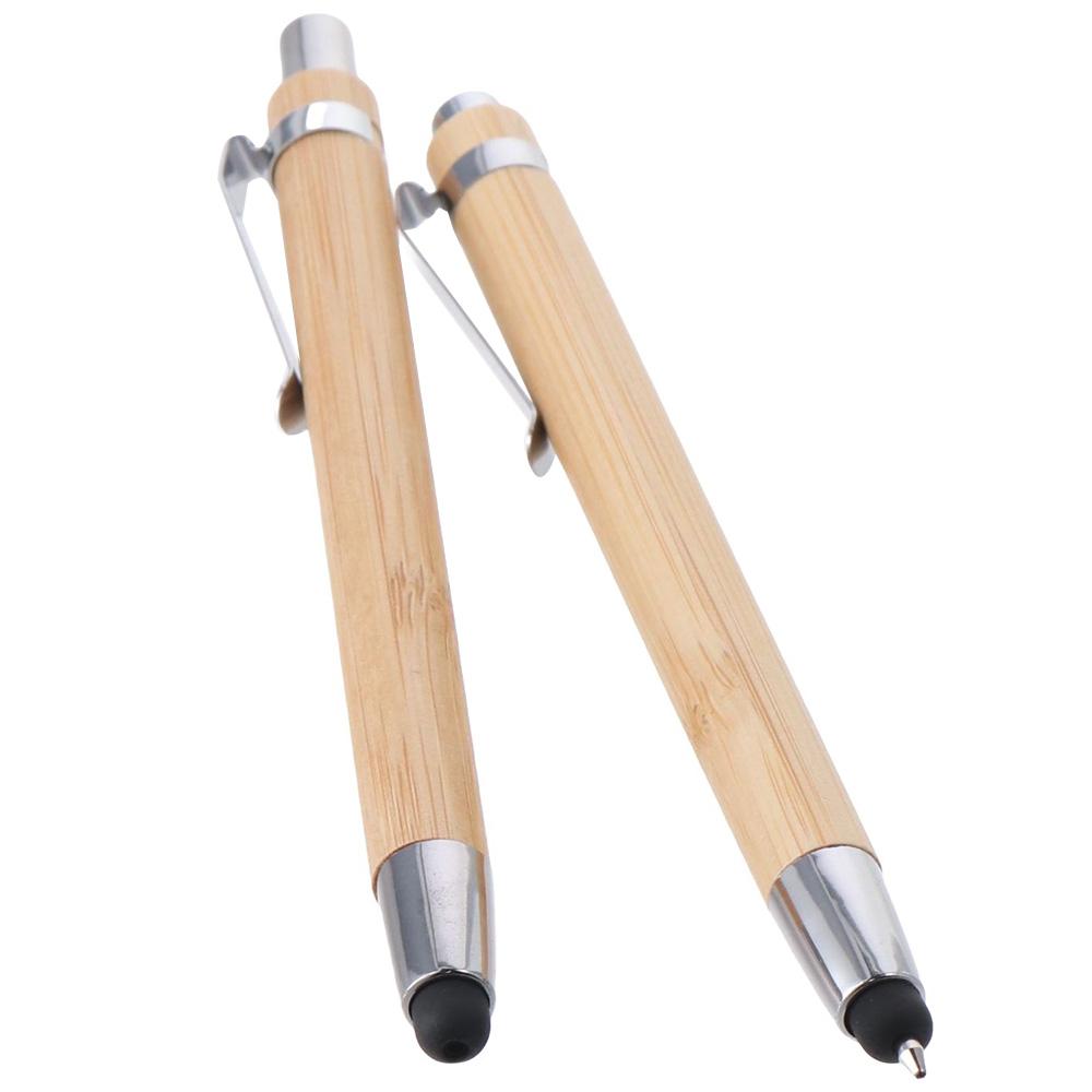 Bamboo Sustainable Pens Black Ink Stylus Touch Pen Упаковка из 5 шариковых ручек для офиса
