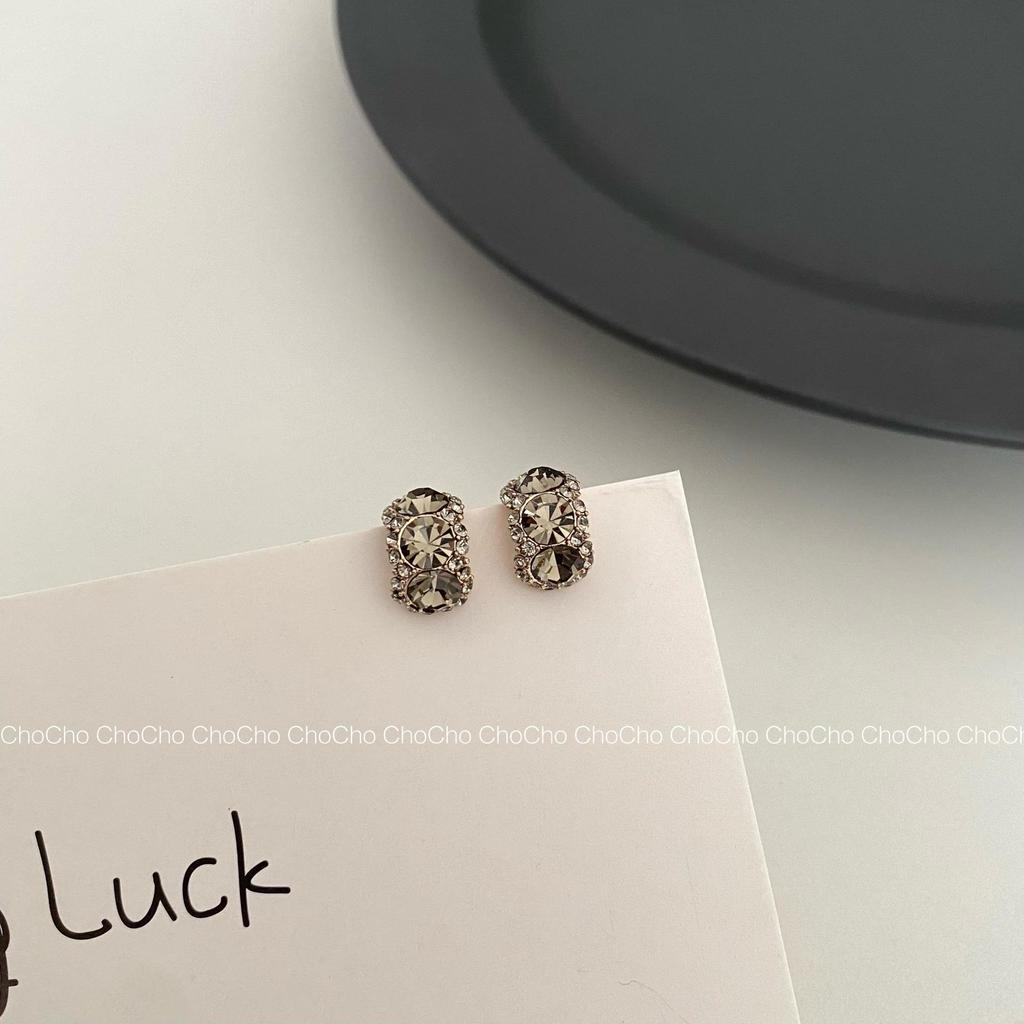 C-Shaped Black Zircon Earrings for Women - Exquisite High-End Retro Design, 2023 Model