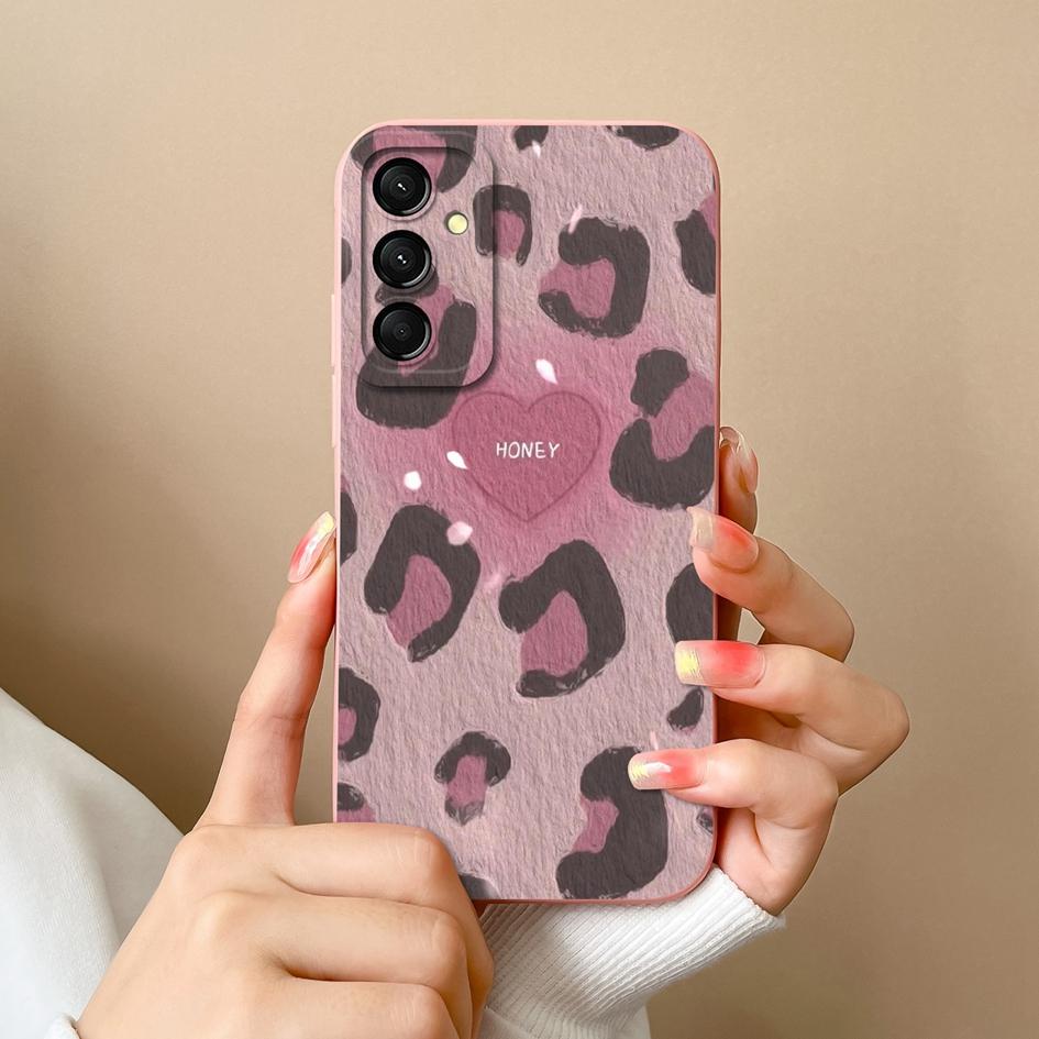 Cover Case For Samsung Galaxy S24 FE A16 A06 M35 S 24fe Shell Luxury Fashion Leopard Print Butterfly Matte Silicone Screen Protector Bumper Phone Bags
