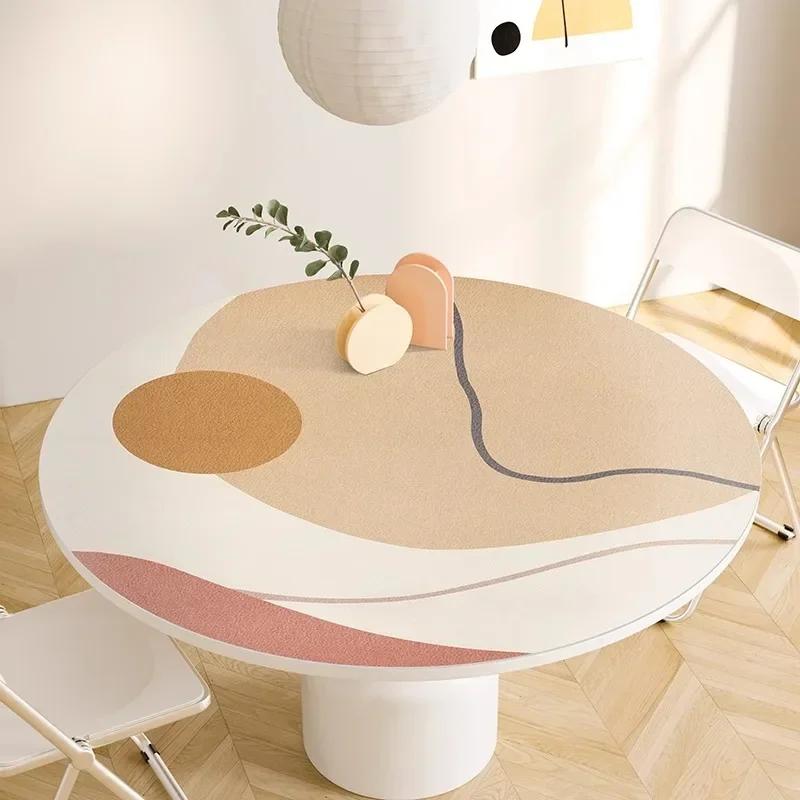 Круглая водонепроницаемая скатерть из ПВХ, маслостойкая, противоожоговая, коврик для обеденного стола, скатерти в японском минималистском стиле для украшения дома