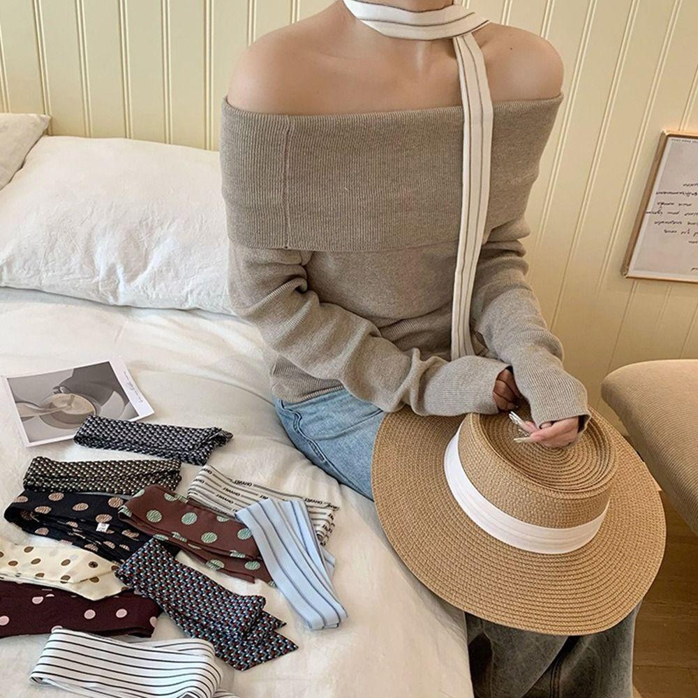 Korean Long Silk Scarf Summer Hair Band Fashion Long Scarfs For Women