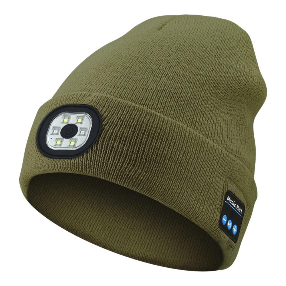With Light Bluetooth Beanie Hat Headphones LED Light Cap Unique Wireless Headphones Jogging