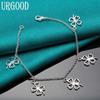 925 Sterling Silver Four Leaf Grass Bracelet Wedding Gift Charm Jewelry