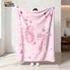 1 шт. Романтичное розовое фланелевое одеяло с принтом 67 элементов ко Дню святого Валентина, разных размеров, мягкое, для сна, отдыха, можно стирать в машине