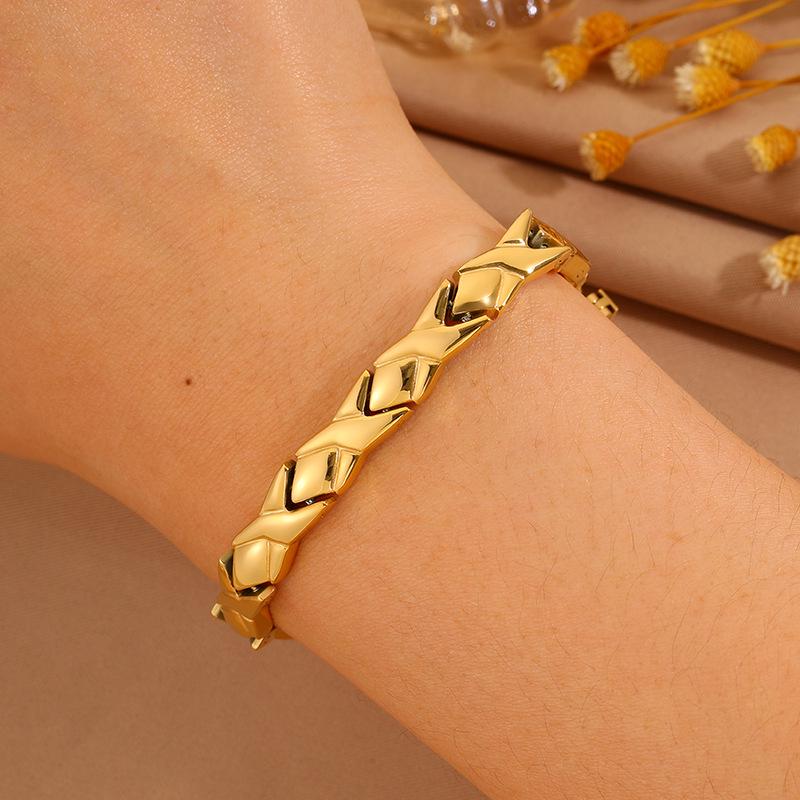 Женский универсальный браслет-часы из нержавеющей стали с магнитным замком с покрытием из 18-каратного золота