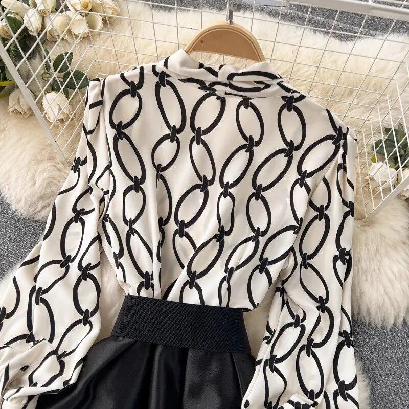 Корейские модные платья с длинными рукавами, новинка 2024 года, весеннее новое платье из двух предметов с принтом для женщин, свободные платья средней длины, Vestidos Mujer