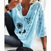 Летняя свободная лоскутная рубашка с принтом плюс размер, женская рубашка с U-образным вырезом и половиной рукавом, ажурная кружевная блузка, женская элегантная мода, винтажные женские рубашки, топы 24550