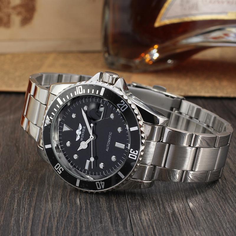 Winner Automatic Mechanical Men Watch Top Brand Luxury Rotating Bezel Timer Luminous Dial Date Calendar Male Classic Wristwatch