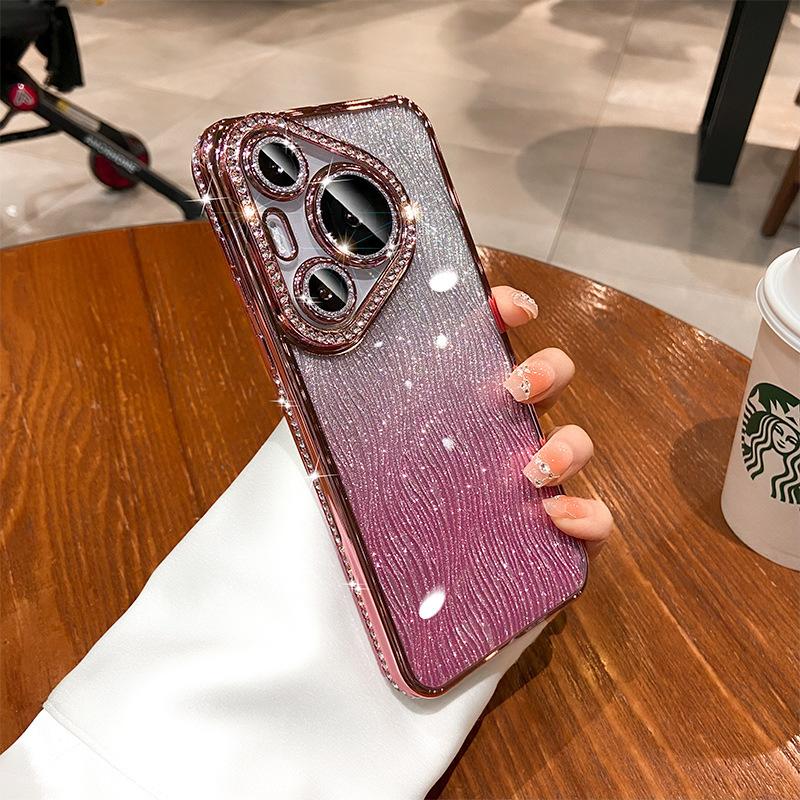 Применимо к чехлу для мобильного телефона Huawei Pura70Ultra, гальваническое покрытие, стразы, градиентный блеск, роскошный защитный чехол P70