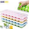 14 Grids Fruit Ice Maker Ice Cube Trays Reusable Silicone Ice Cube Mold Lids for Home Kitchen Tools Suitable Freezer