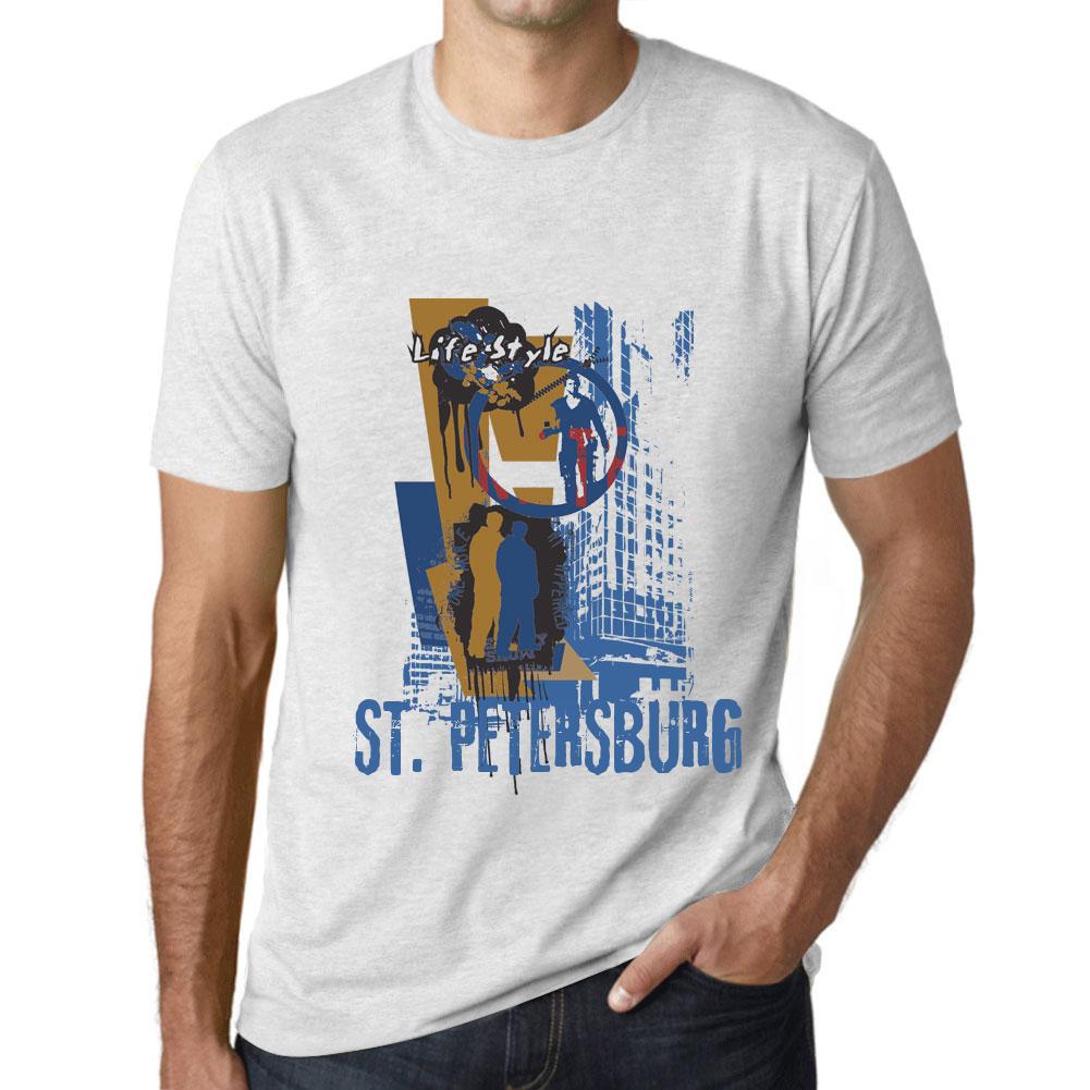 Men’s Vintage Tee Shirt Graphic T Shirt ST. Petersburg Lifestyle Vintage White