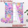 2D FLAT PRINTING 2pcs Curtains (Without Rod) Rainbow Pastel Floral Scene Fashionable Modern Curtains Yarn Curtains Gifts