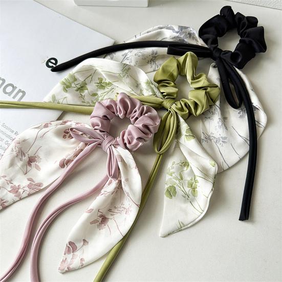 Атласные резинки для волос для женщин и девочек, держатель для хвоста, эластичная длинная лента, декор в виде банта, длинная вьющаяся тонкая повязка для волос, аксессуары для волос