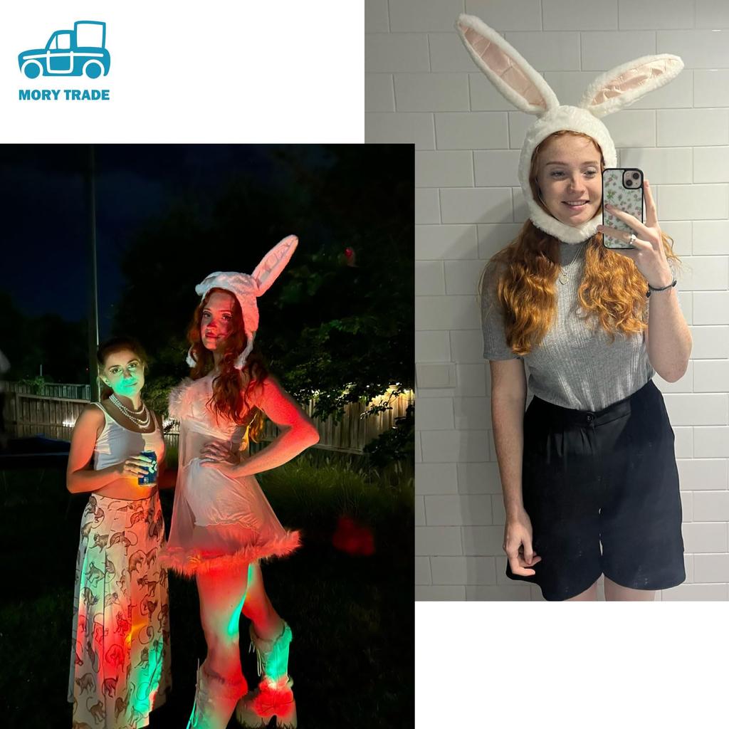 MORYTRADE Funny Plush Headgear Hat, Cosplay, Halloween, Black Rabbit