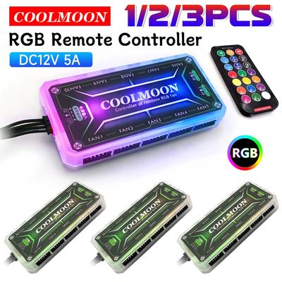 Контроллер ARGB COOLMOON 12V 5A 6Pin ARGB Вентилятор охлаждения Умный пульт дистанционного управления Корпус ПК Охлаждение Шасси Бесшумный хаб для вентиляторов