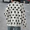 New Street Casual Sweet Style Zipper Lapel Heart-shaped Jacket for Women's Spring and Autumn