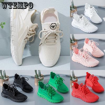 Женские повседневные кроссовки, спортивная обувь, модная брендовая женская трикотажная сетчатая дышащая обувь на шнуровке на шнуровке для женщин