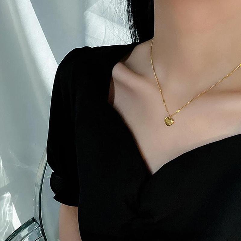 Gold Plated Love Heart Necklace For Women Man Pendant Hanging Chain Choker Necklace Valentine'S Day Gift Jewelry