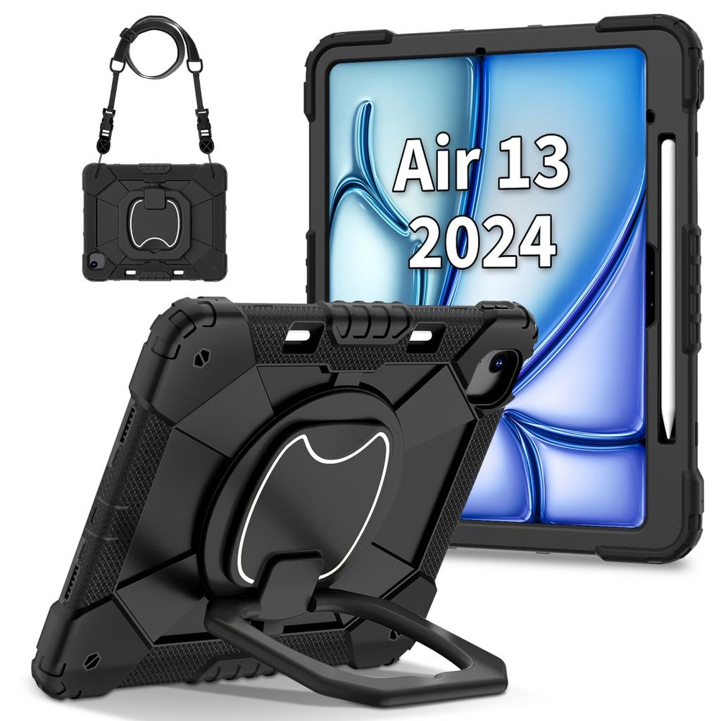 Для Apple iPad Air 13 (2024)/ iPad Air 13 дюймов (M2). Вращающаяся на 360° рукоятка, прочная защитная подставка TPU+PC 3 в 1, противоударный чехол для планшета и ПК