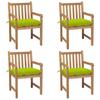 Day and Night - Day and Night Garden Chairs 4 Pcs Teak Wood and Bright Green Cushions