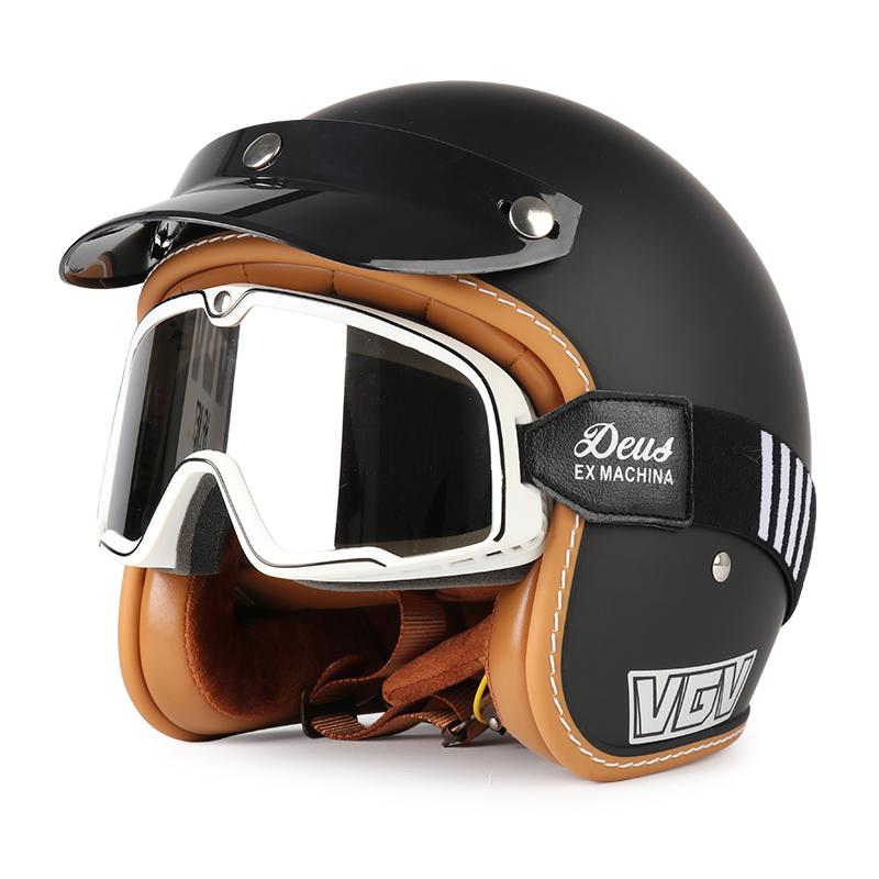 Ретро шлем, мотоциклетный шлем для круизов в любое время года, полушлем, мужской и женский шлем с пузырчатым визором, защитный шлем для электровелосипеда