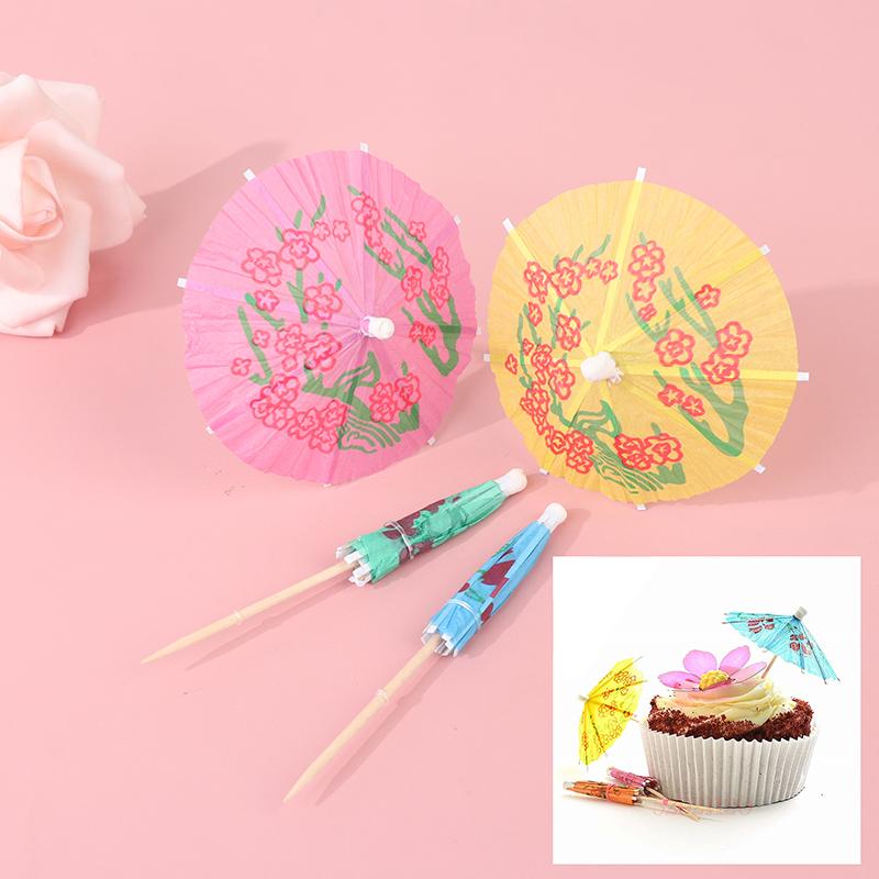 50PCS Cocktail Umbrella Sticks Decorative Toothpicks Cupcake Fruit Dessert Buffet Cocktail Parasols Drinks Picks Party Tableware