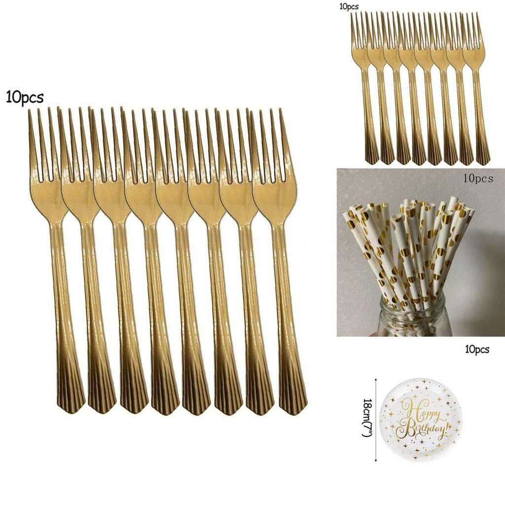 Cheerful Gold Polka Dot Stamping Happy Birthday Party Decor Supplies Disposable Tableware Collection