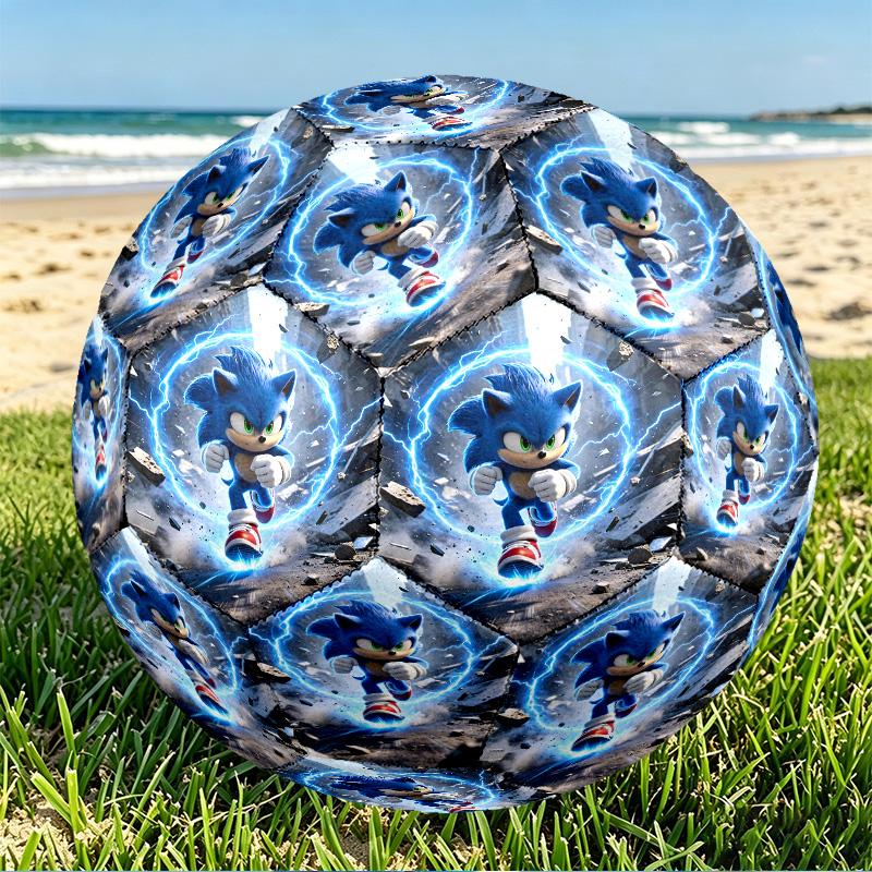 Sonic Print Size 5 Soccer Ball, PU Wear Resistant Football for Match Training and Daily Practice, Birthday Gift for Soccer Fans