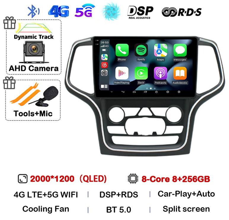 Android 14 беспроводной Carplay Auto 4G+WIFI для Jeep Grand Cherokee WK2 2014-2017 навигация GPS автомобильный радиоприемник мультимедиа видеоплеер